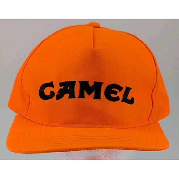 Vintage Camel Cigarettes Snapback Trucker Hat VTG 90s Blaze Orange Hunting - Picture 1 of 9